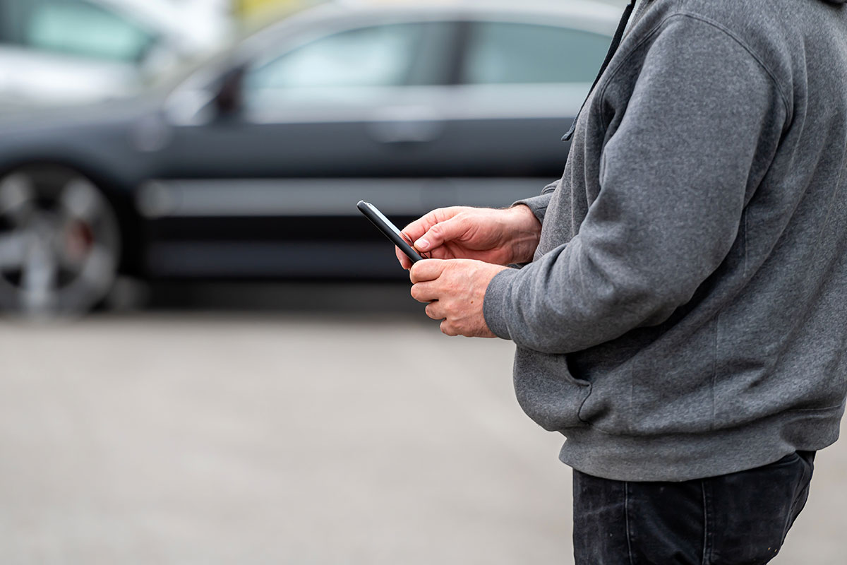 Man with mobile device